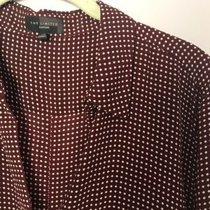 The Limited Maroon Blouse White Polkadots Size XL